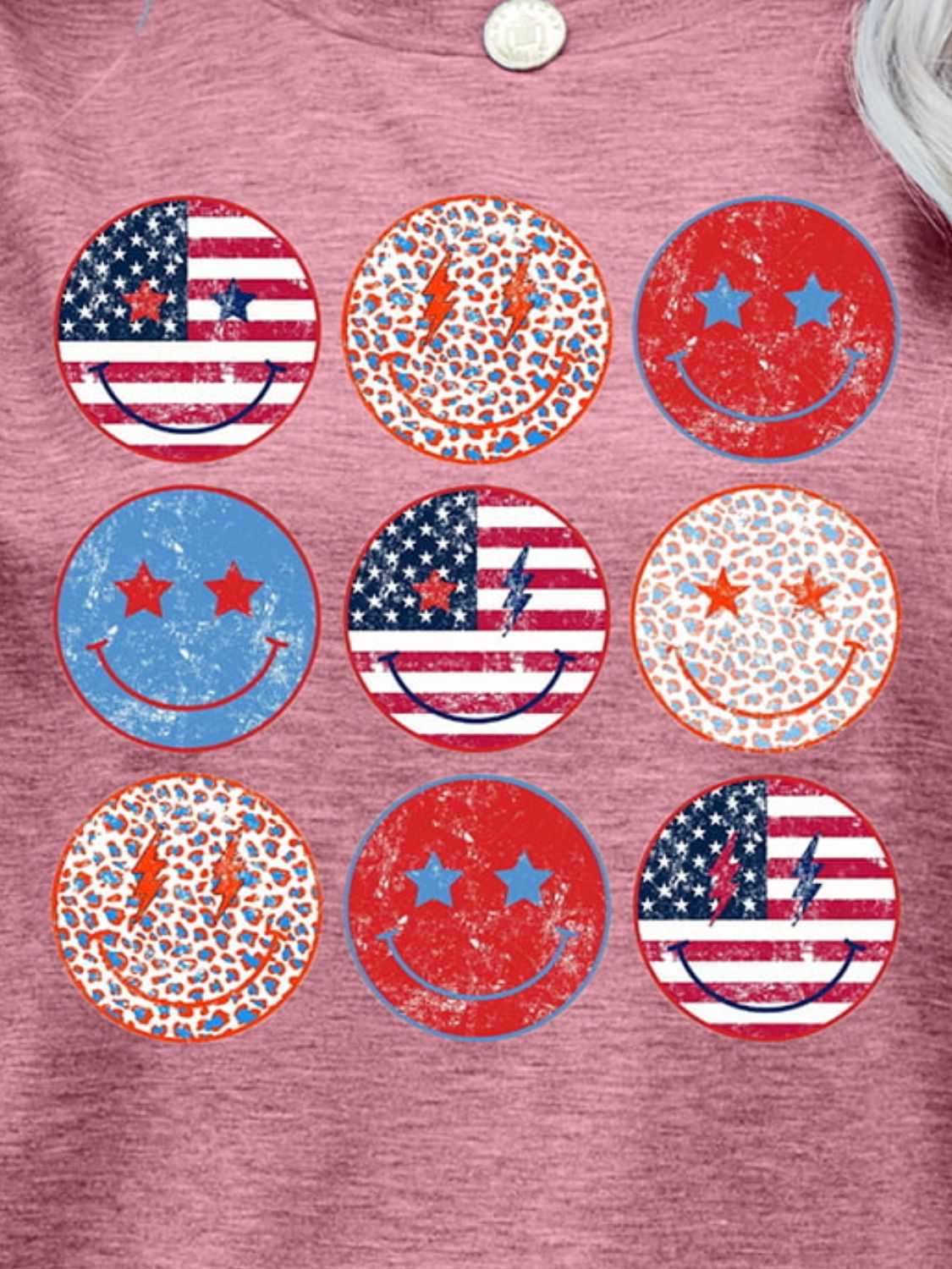 US Flag Smiley Face Graphic Tee