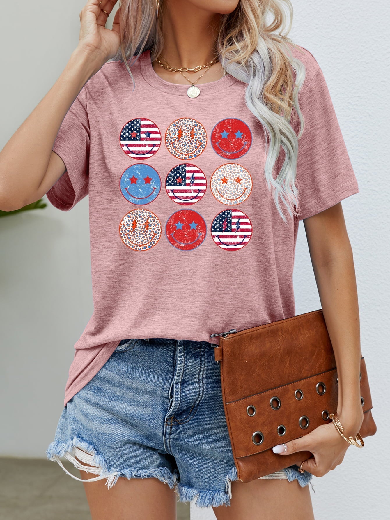 US Flag Smiley Face Graphic Tee