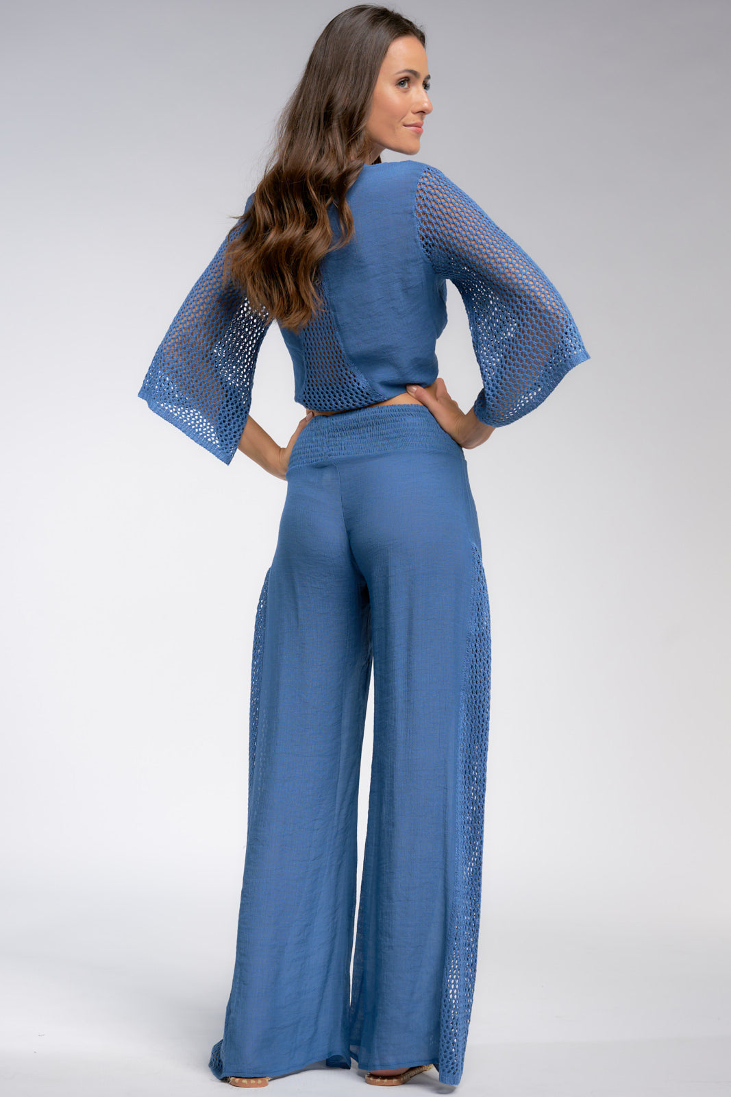 TIE FRONT CROCHET SLEEVE TOP