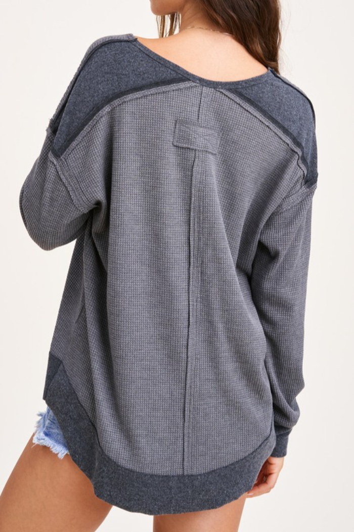 Waffle Knit Long Sleeve Top