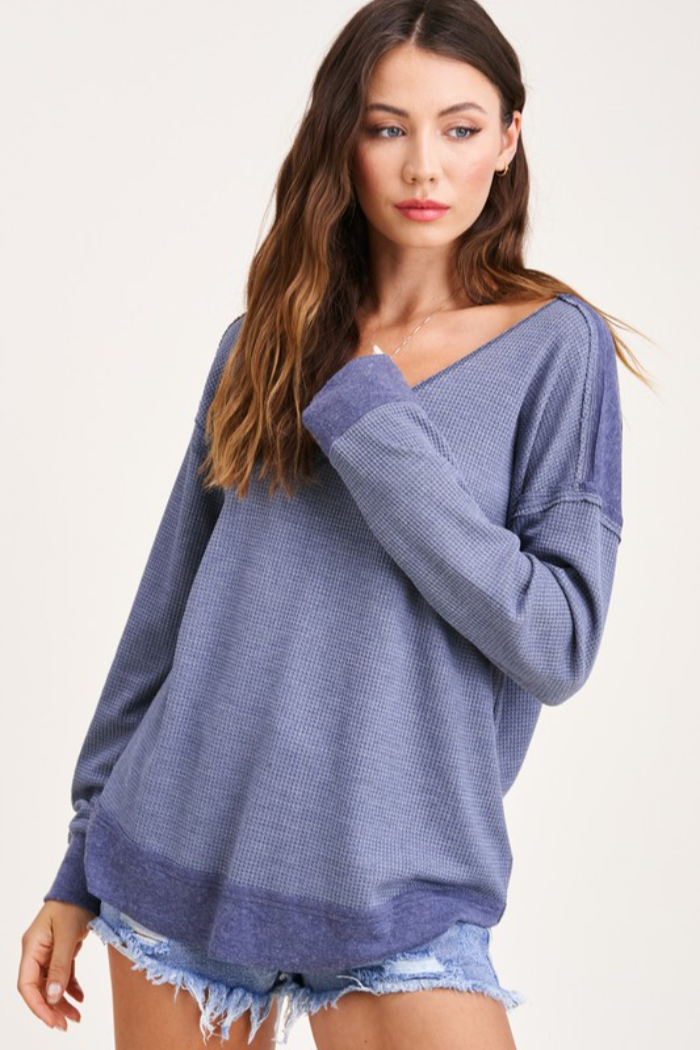 Waffle Knit Long Sleeve Top