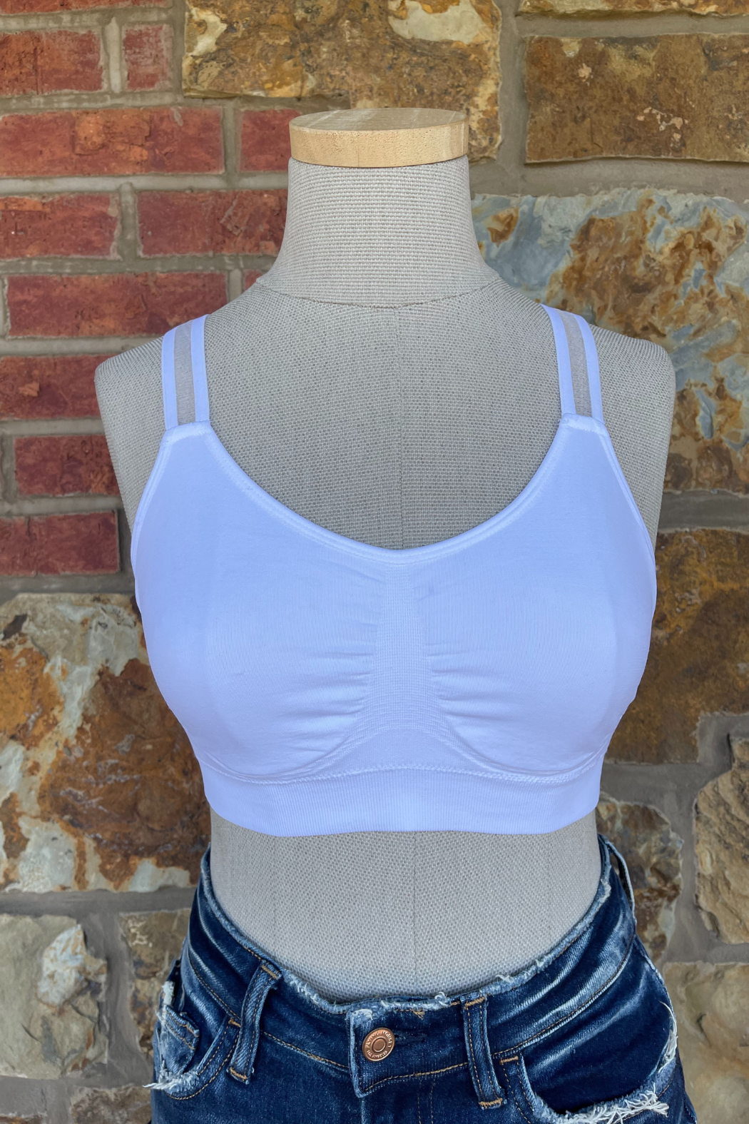 Seamless Padded Bra w Sheer Strap