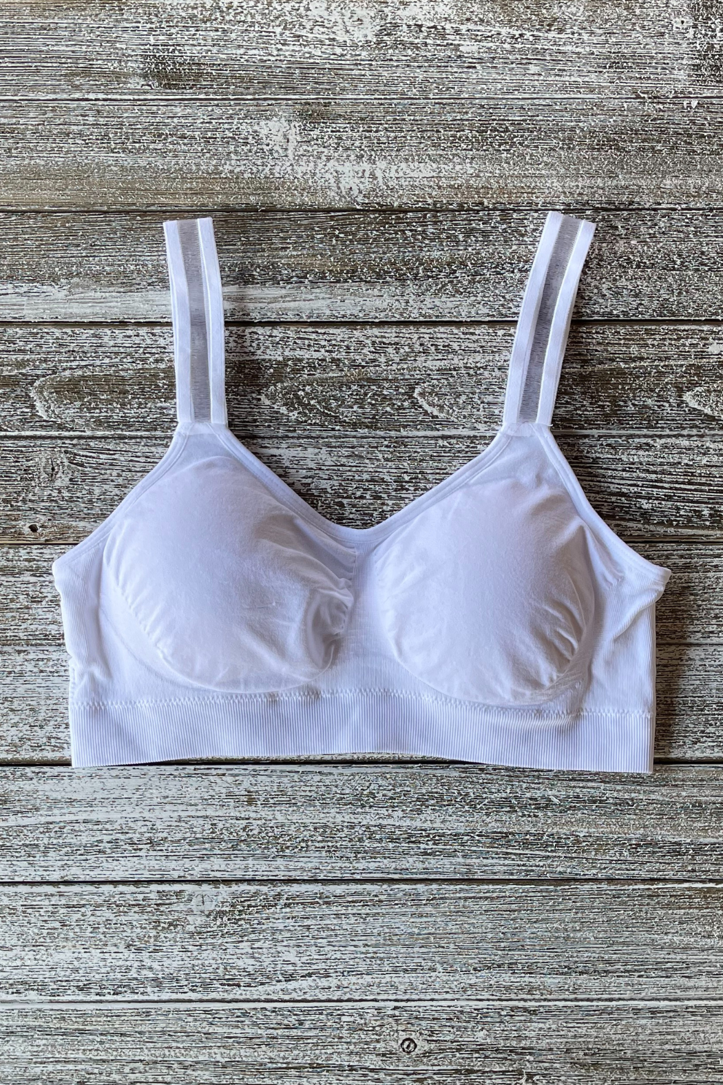 Seamless Padded Bra w Sheer Strap