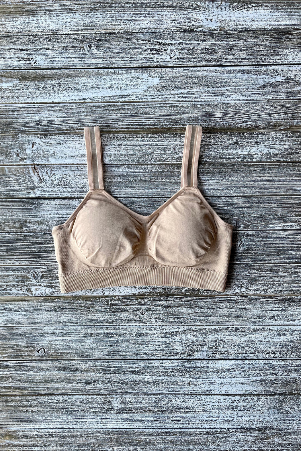 Seamless Padded Bra w Sheer Strap