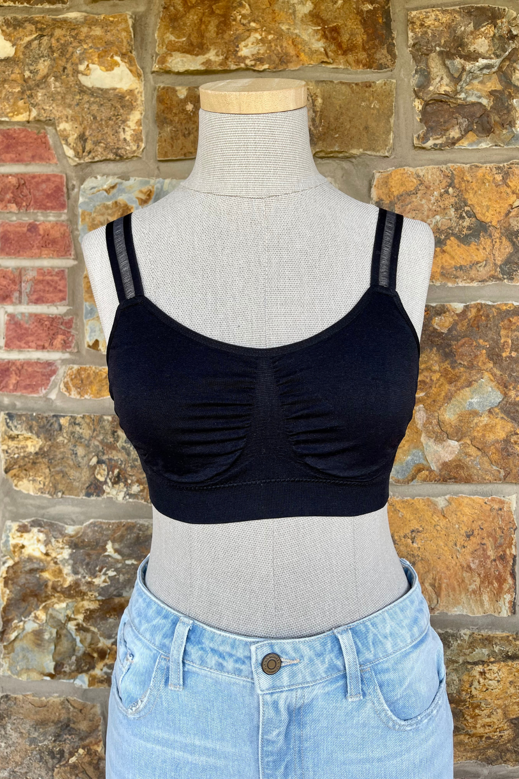 Seamless Padded Bra w Sheer Strap