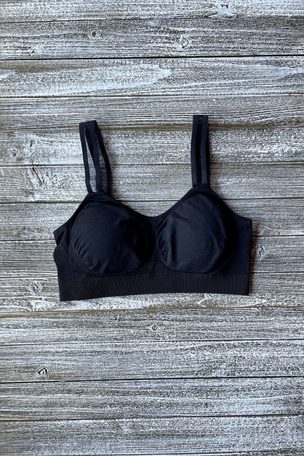 Seamless Padded Bra w Sheer Strap