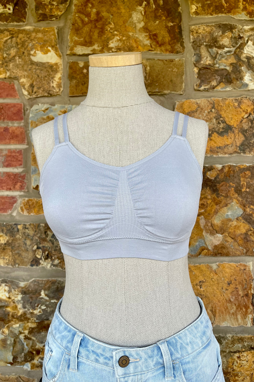 Seamless Padded Bra w Sheer Strap