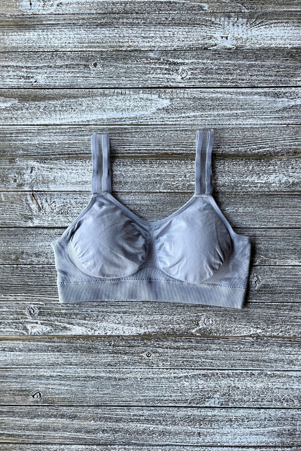 Seamless Padded Bra w Sheer Strap