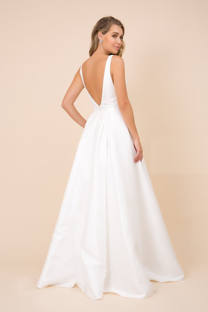 White Satin A-Line Bridal Gown