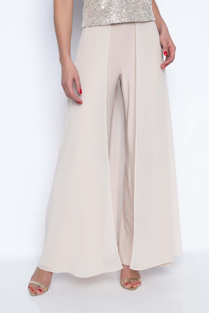 Unlined Palazzo Pant with Chiffon overlay