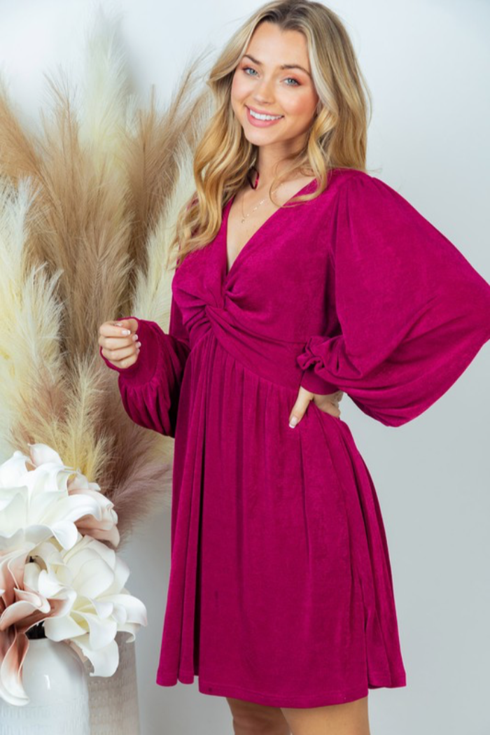 Twist Front Knit Dress