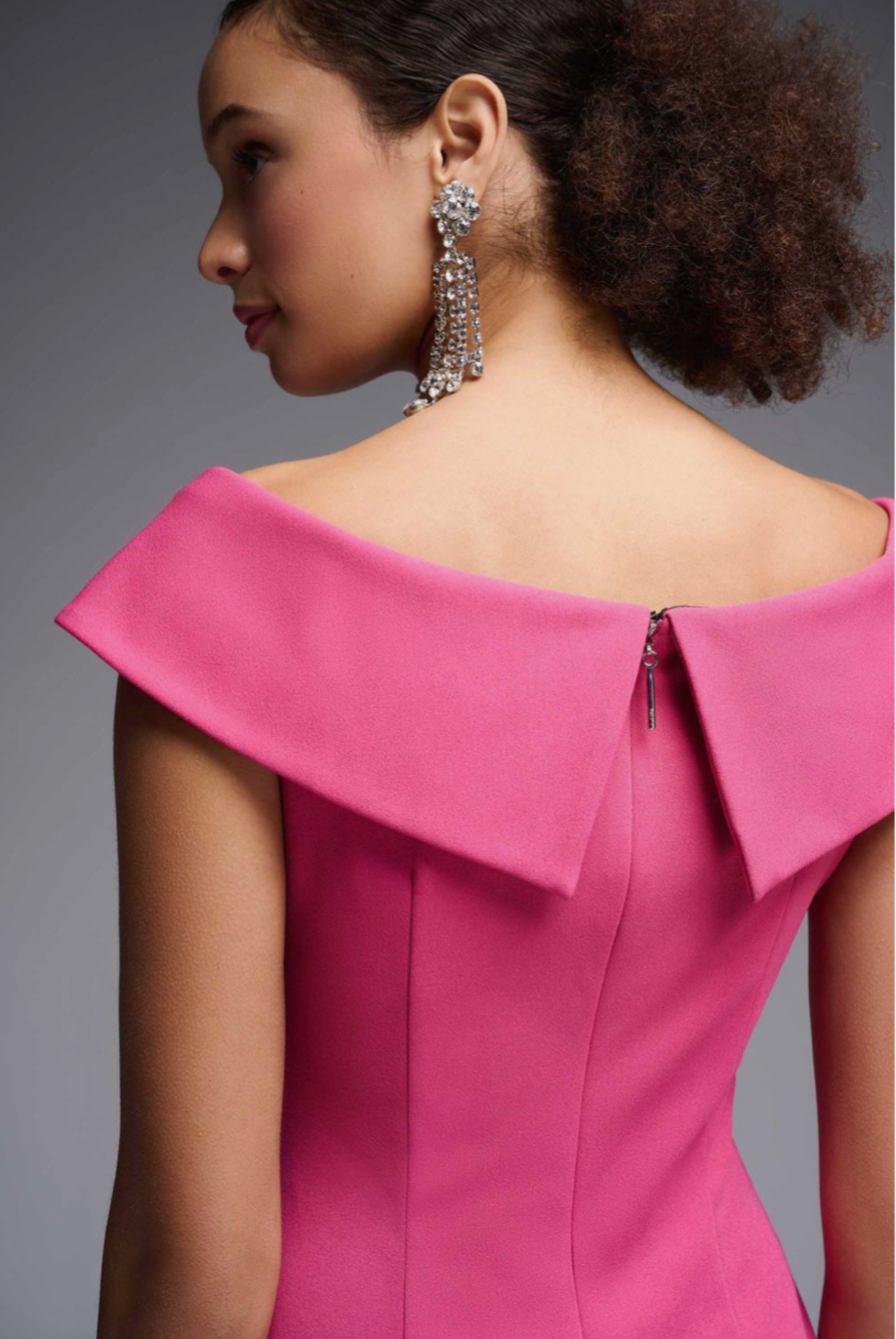 Off-Shoulder Shift Dress 231756 - Hibiscus Pink