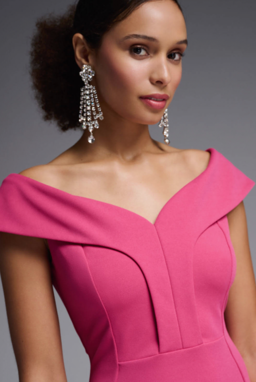 Off-Shoulder Shift Dress 231756 - Hibiscus Pink