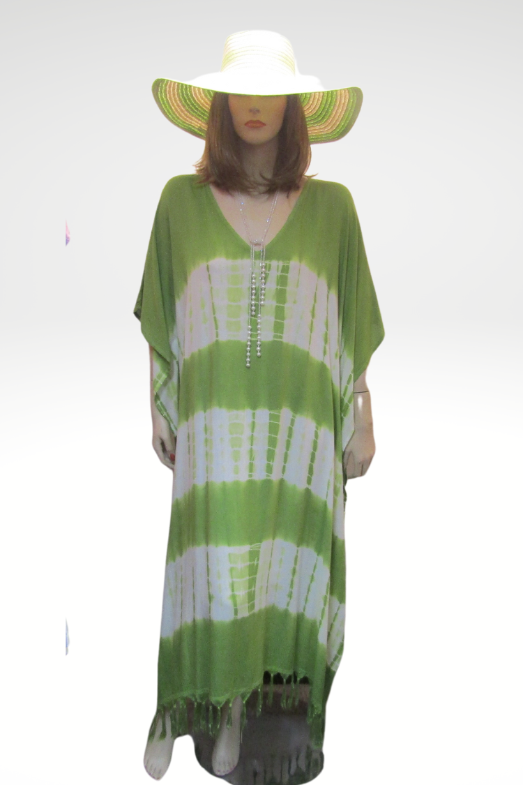 Tie Dye Kaftan - Green/White