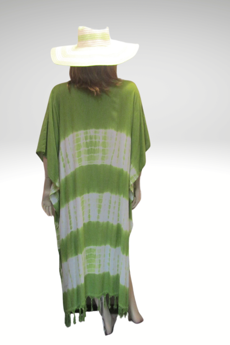 Tie Dye Kaftan - Green/White
