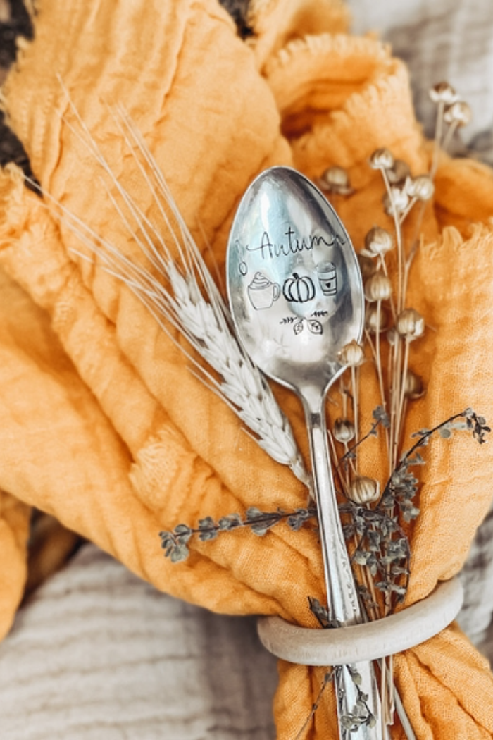Spoons Fall Themed hand Stamped