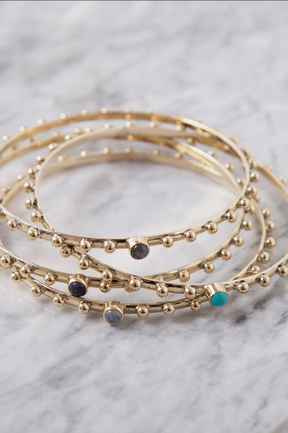 Brass Studded Bangle Bracelet