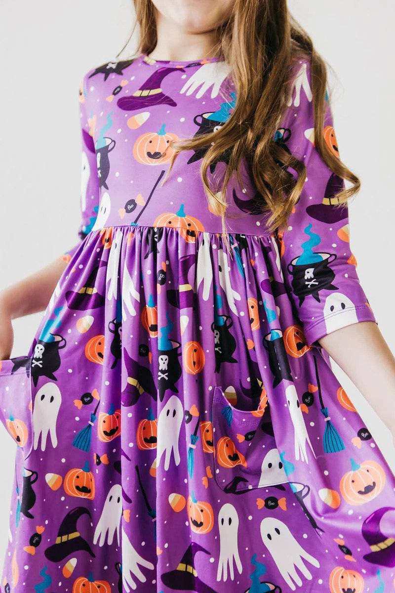 No Tricks, Just Treats 3/4 Sleeve Dress