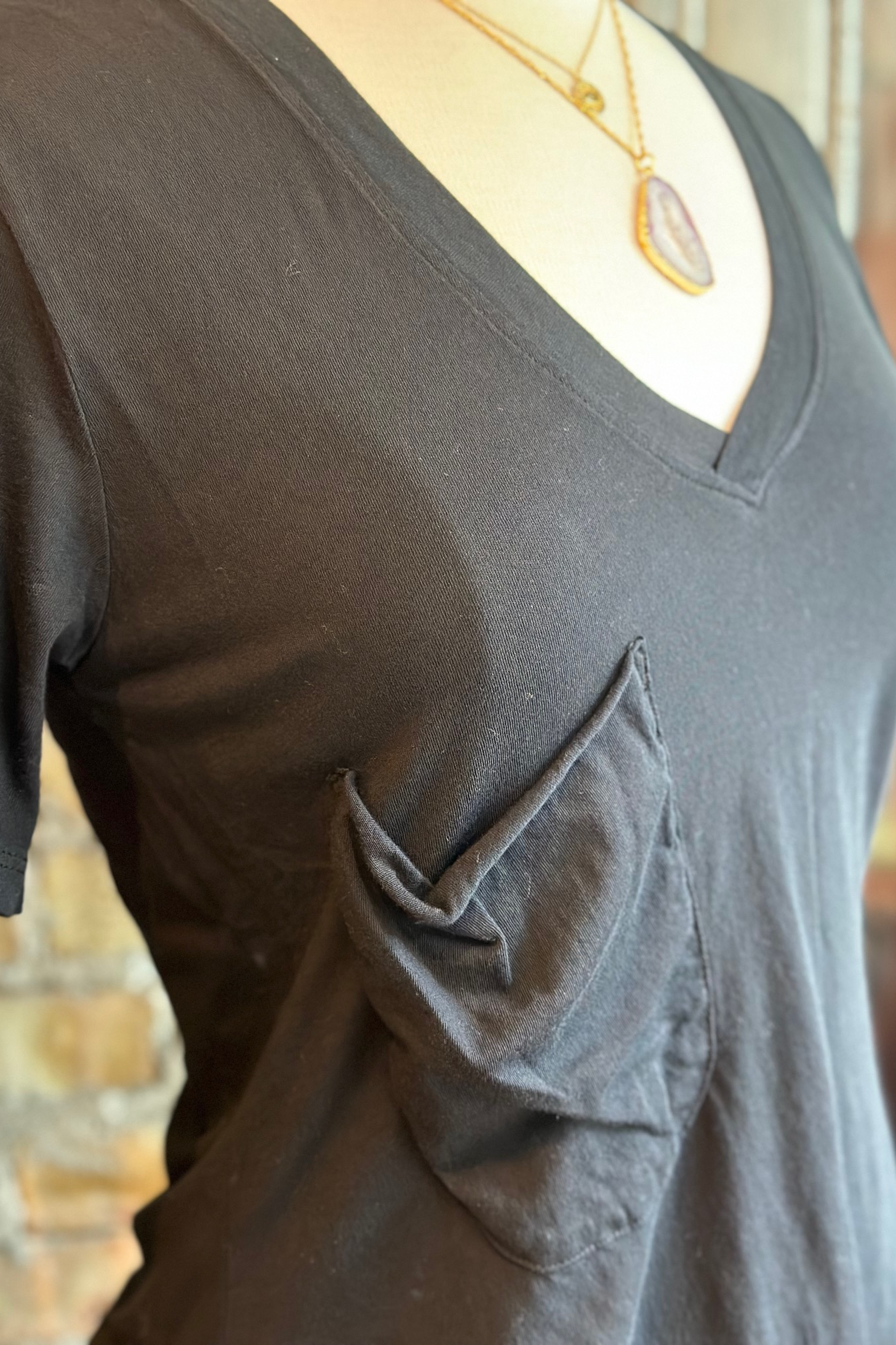 V-neck Tee with Slouchy Pocket