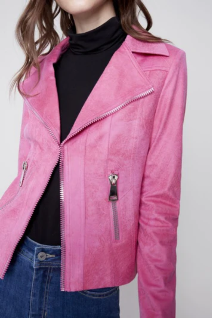 Vintage Faux Leather Perfecto Jacket Orchid
