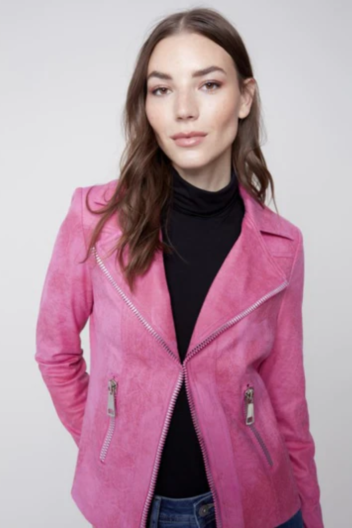Vintage Faux Leather Perfecto Jacket Orchid