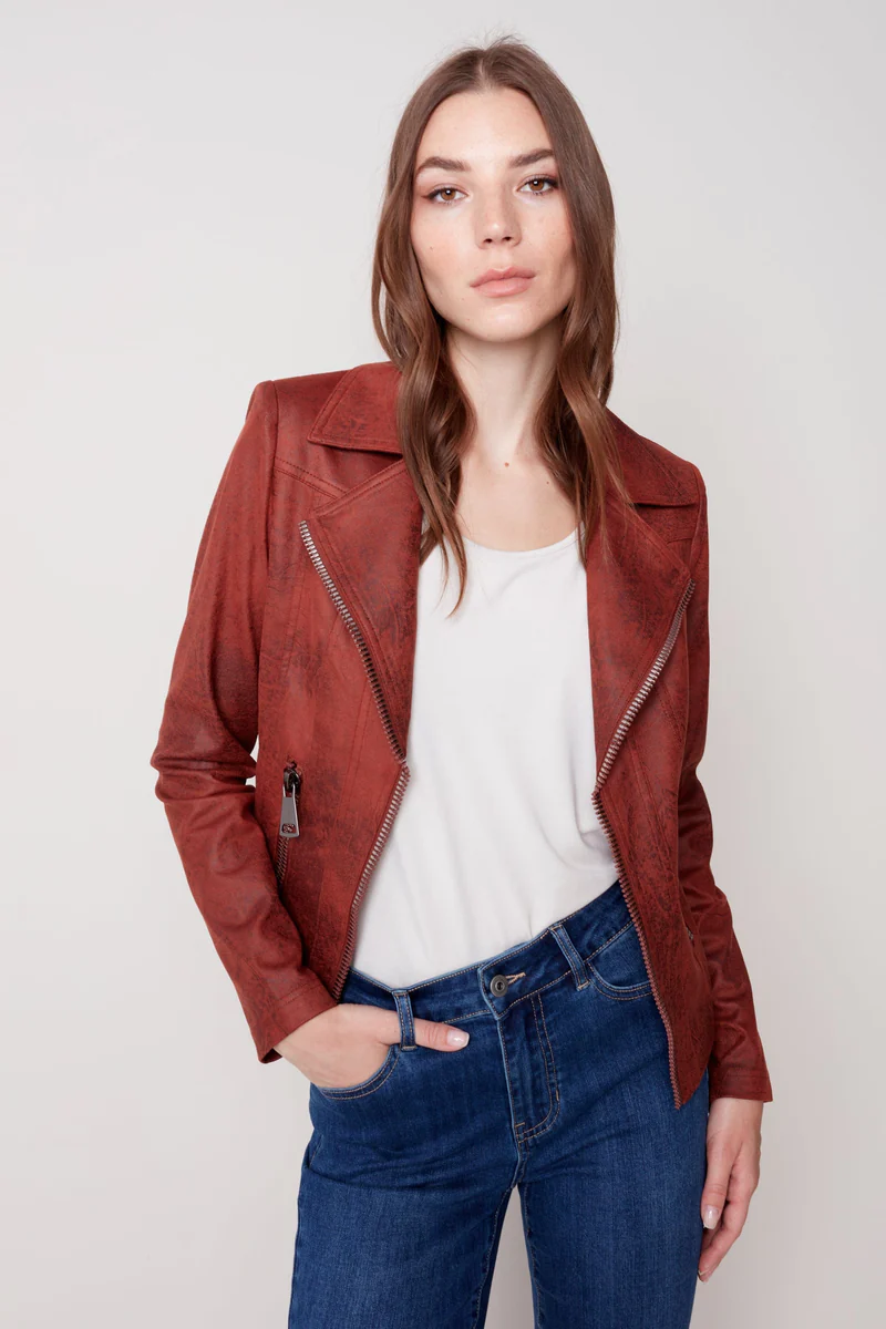 Vintage Faux Leather Perfecto Jacket Orchid