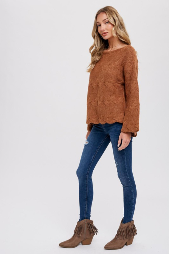 Boat Neck Cable Knit