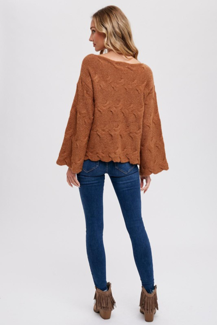 Boat Neck Cable Knit
