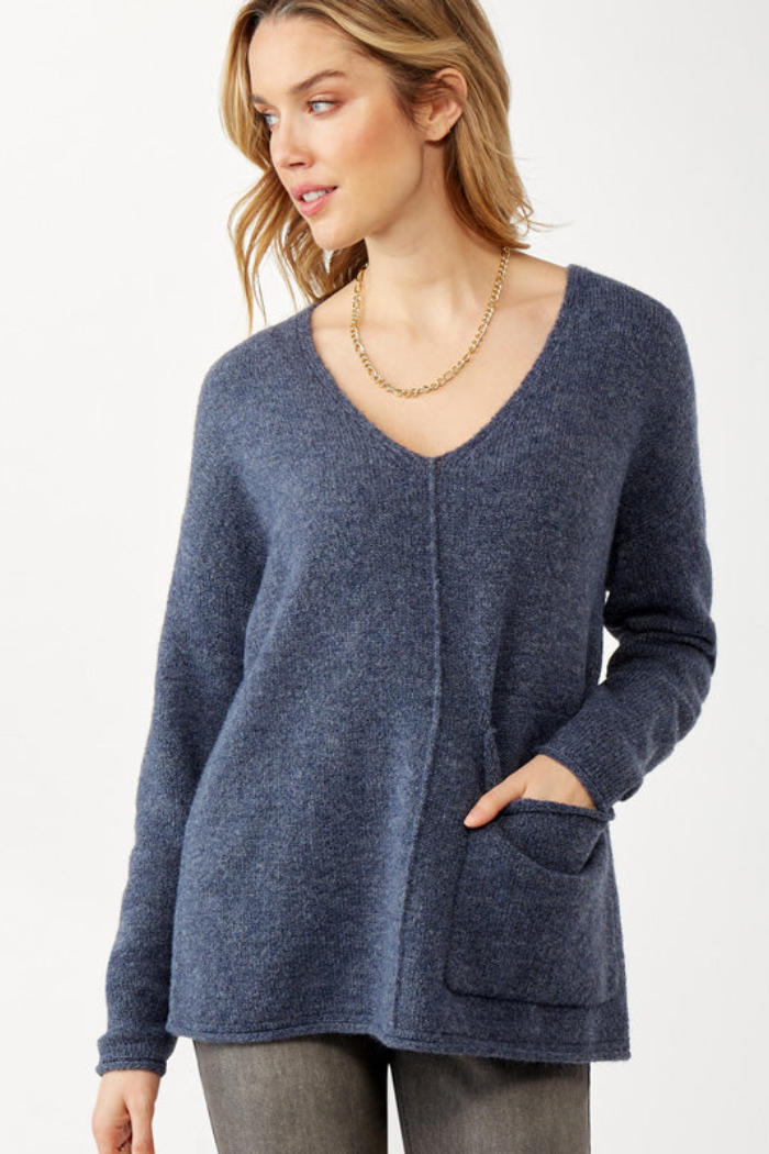 Vee Neck Knit Sweater