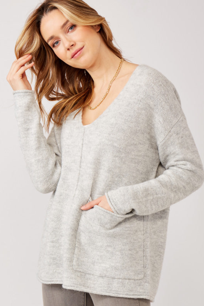 Vee Neck Knit Sweater