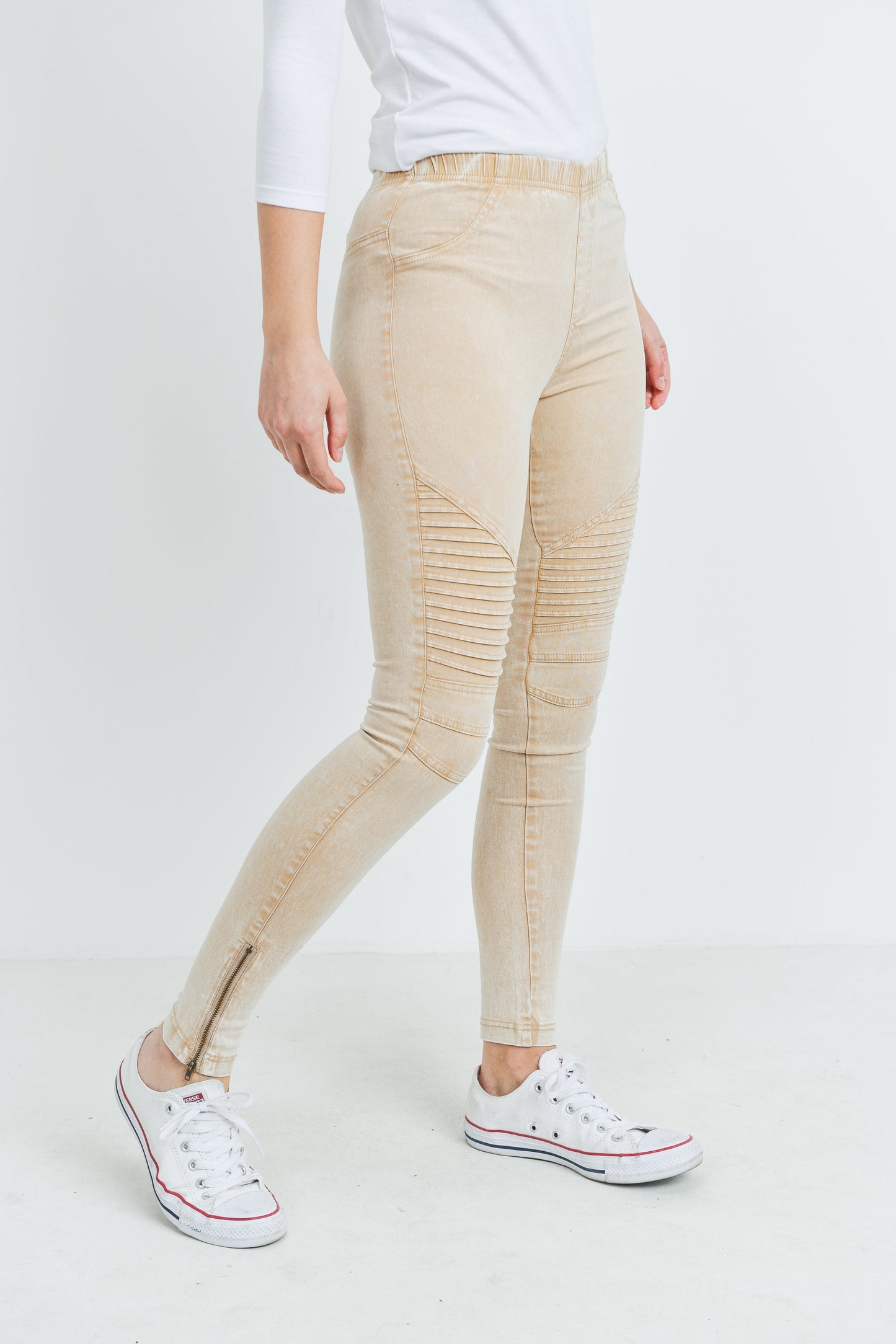 Acid Wash Khaki Skinny Pants