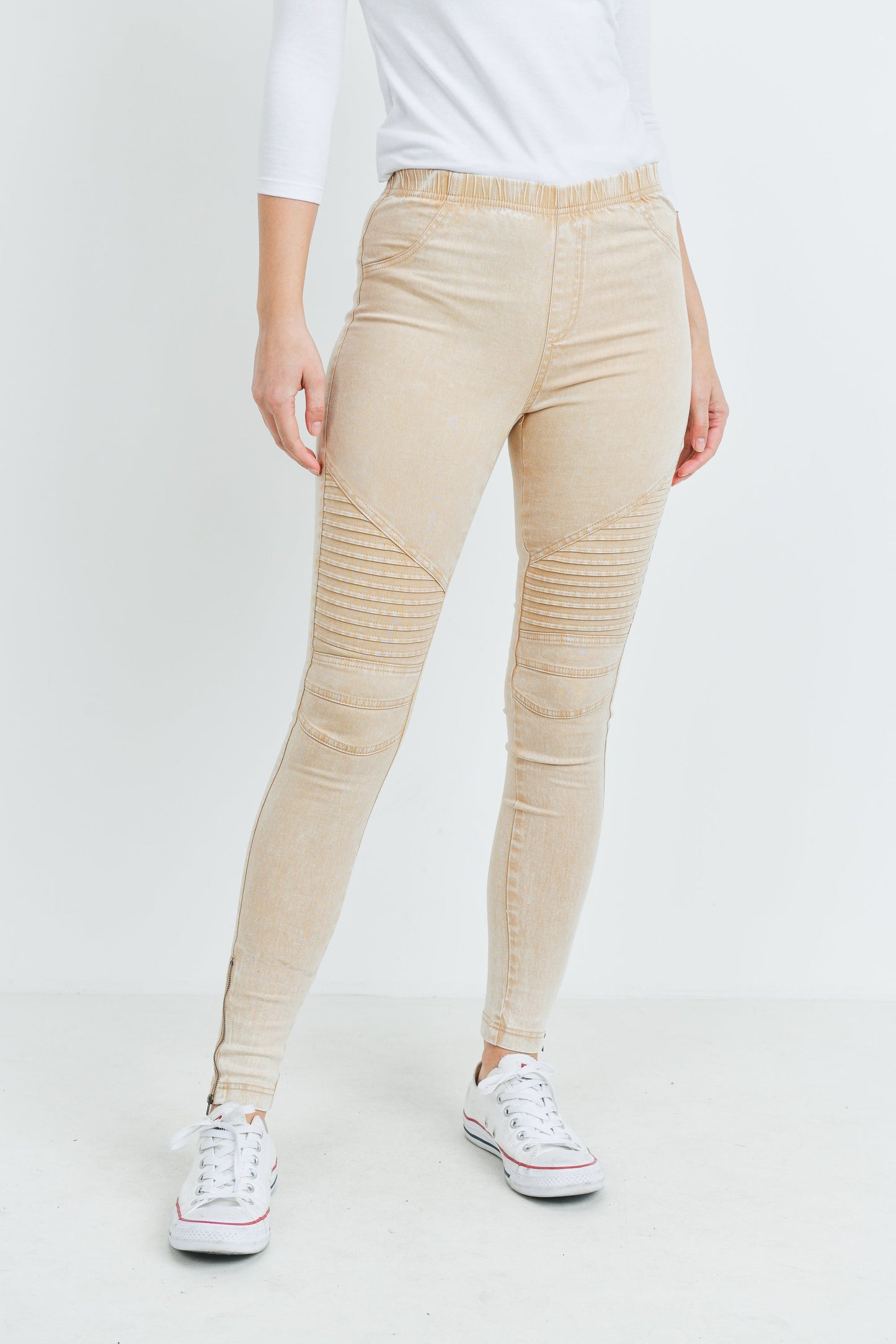 Acid Wash Khaki Skinny Pants