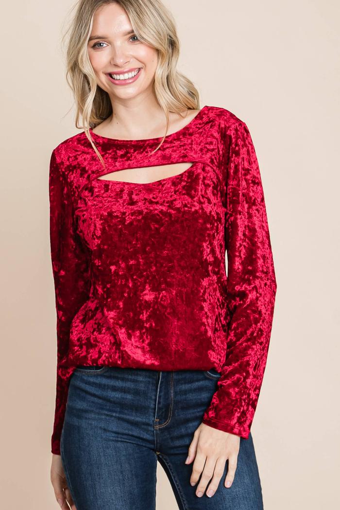 Velvet Cut Out Fashion Top