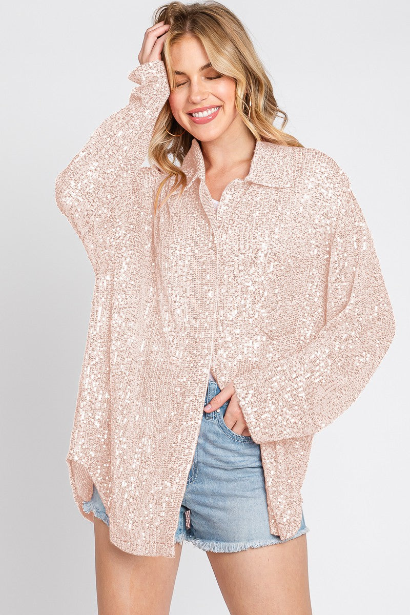 Sequin Button Down