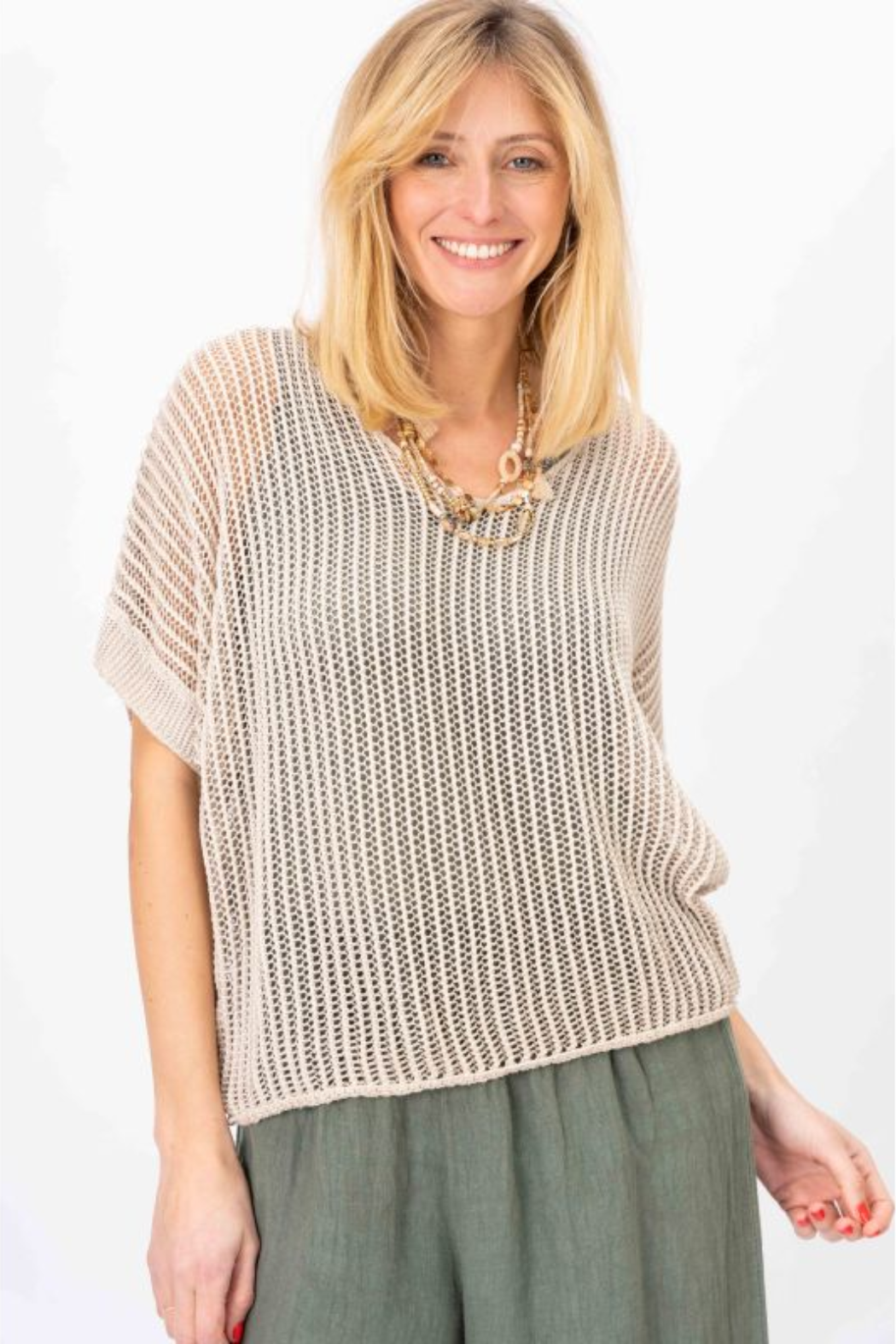 Open Knit S/S Sweater