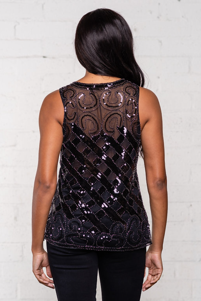 Bead and Sequin Mesh Tank