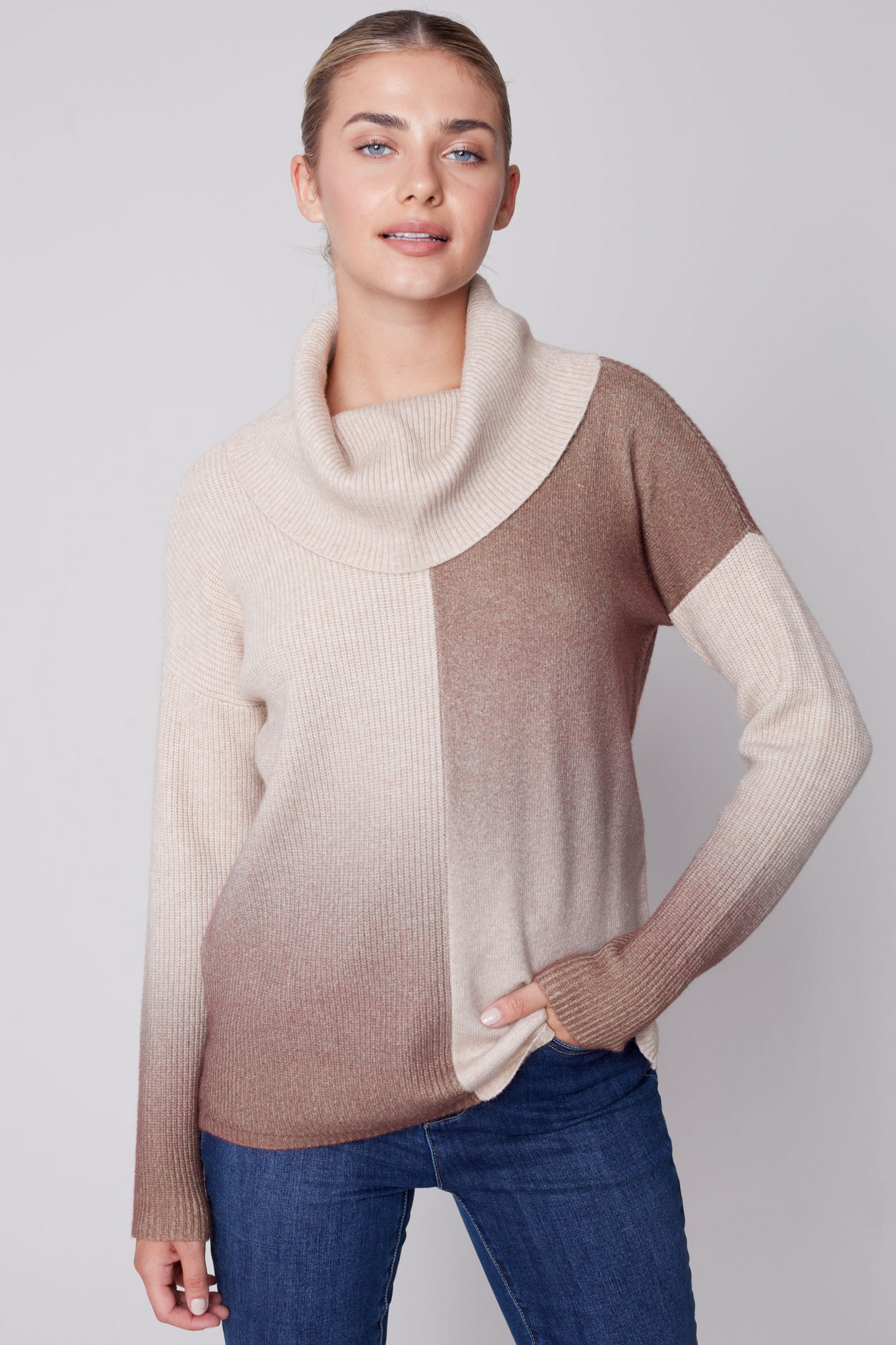 Ombre Cowl Neck Sweater