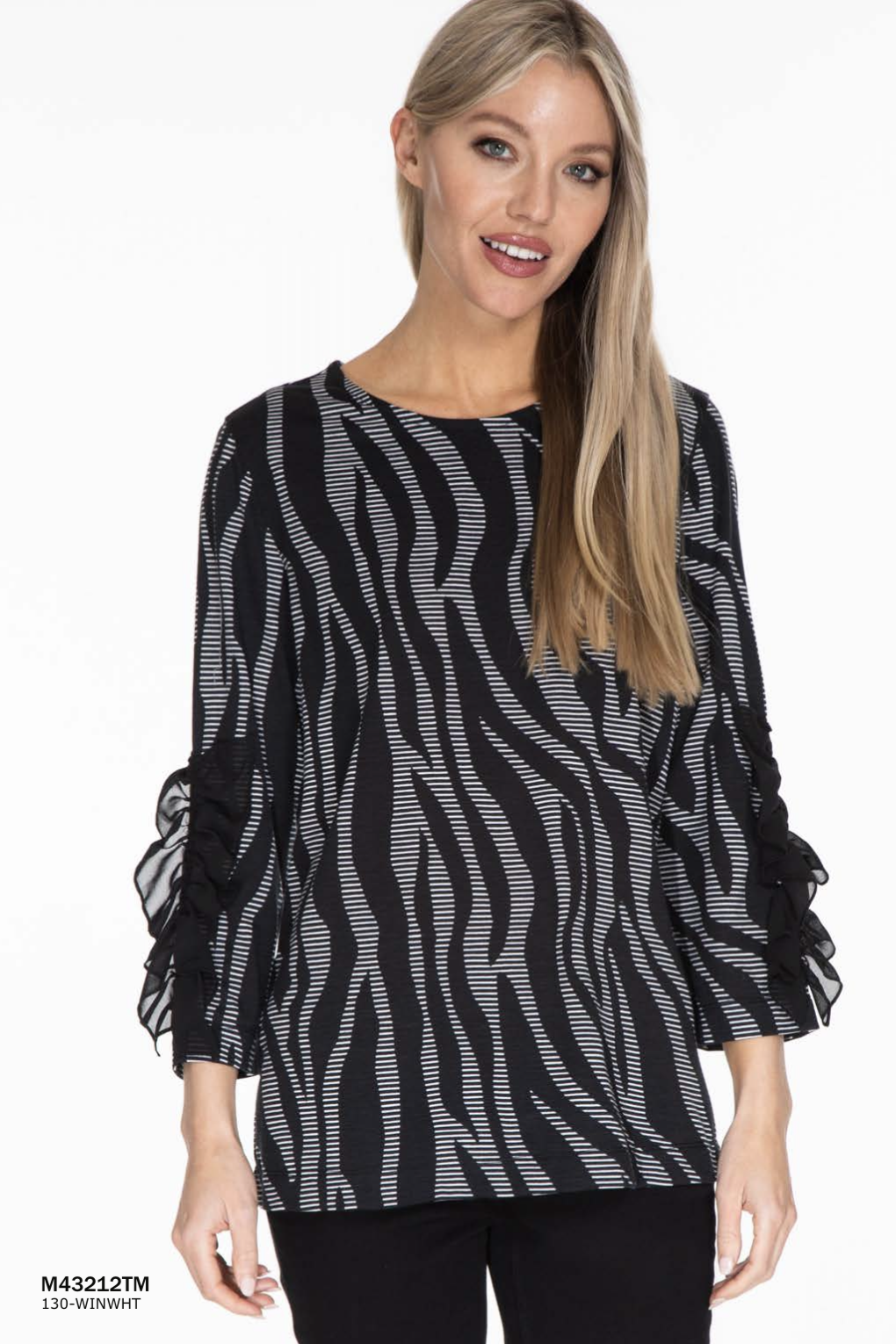 3/4 ruffle trim sleeve top