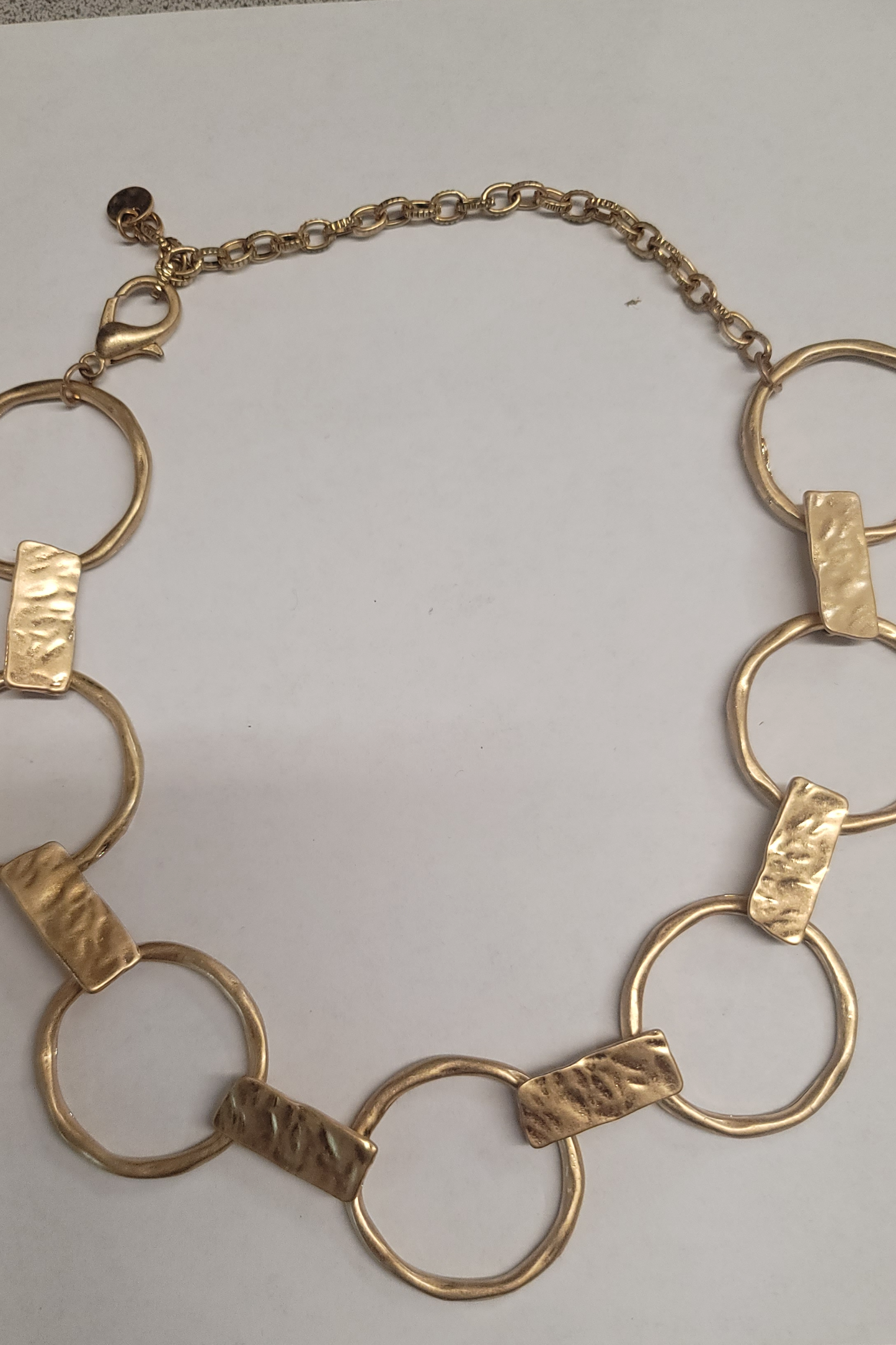 7 Ring Necklace gold tone 18.5"
