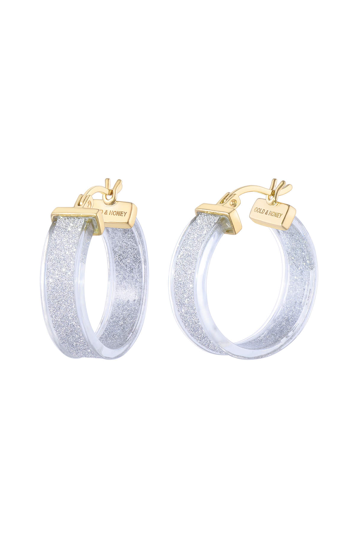 WIDE GLITTER LUCITE HOOPS