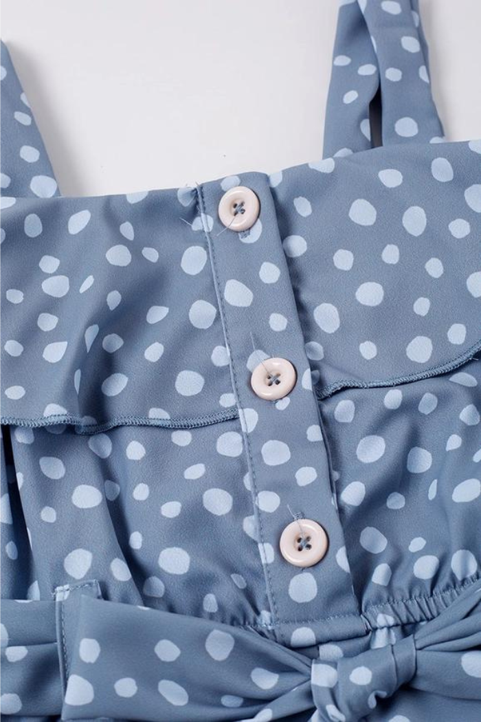 Blue dot ruffle jumpsuit mommy & me