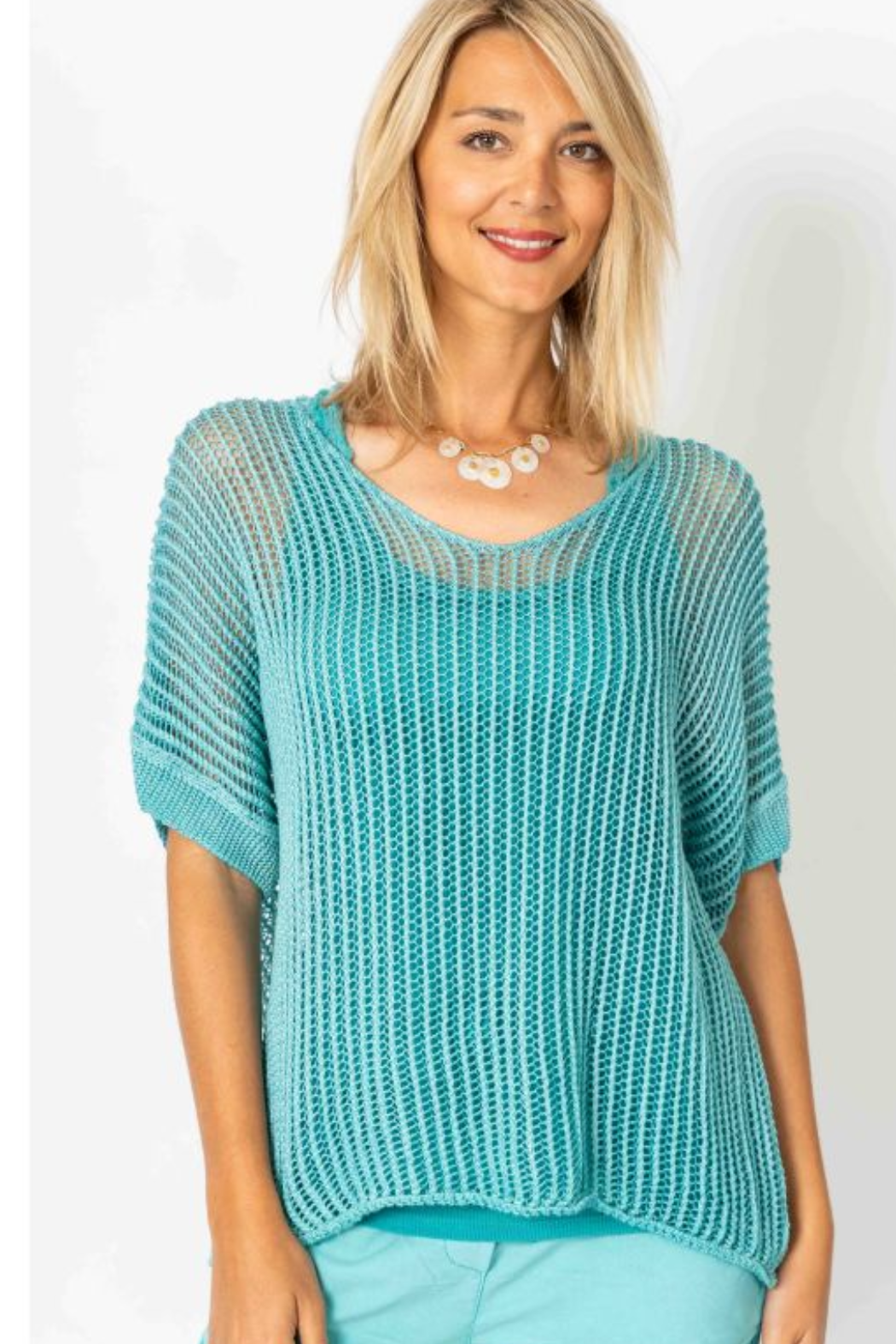 Open Knit S/S Sweater