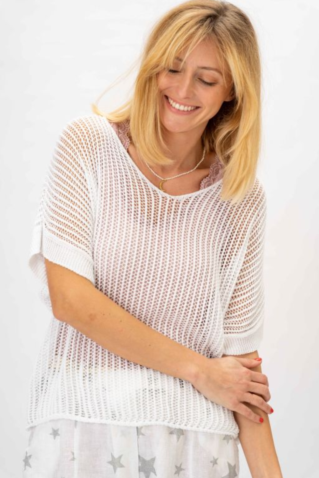 Open Knit S/S Sweater