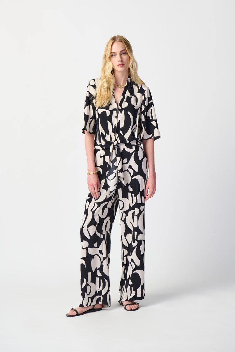 Abstract Print Woven Wide-Leg Pants