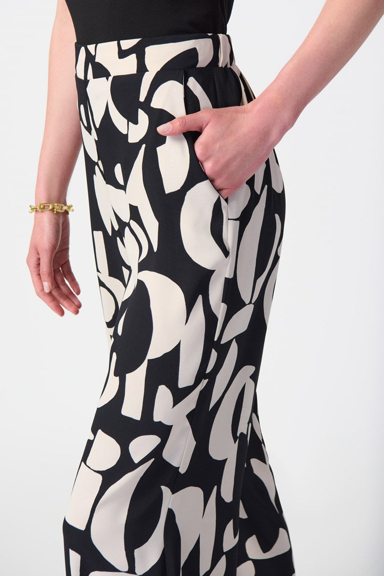 Abstract Print Woven Wide-Leg Pants