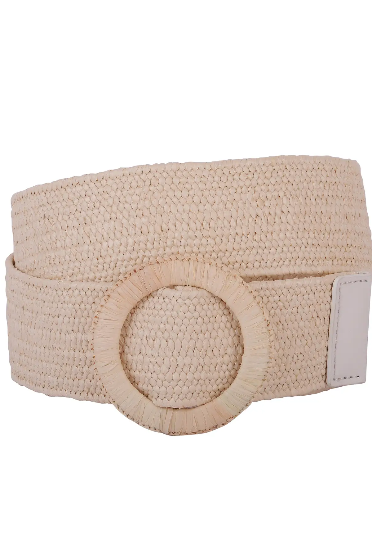 Stretchy Woven Raffia Circle Buckle