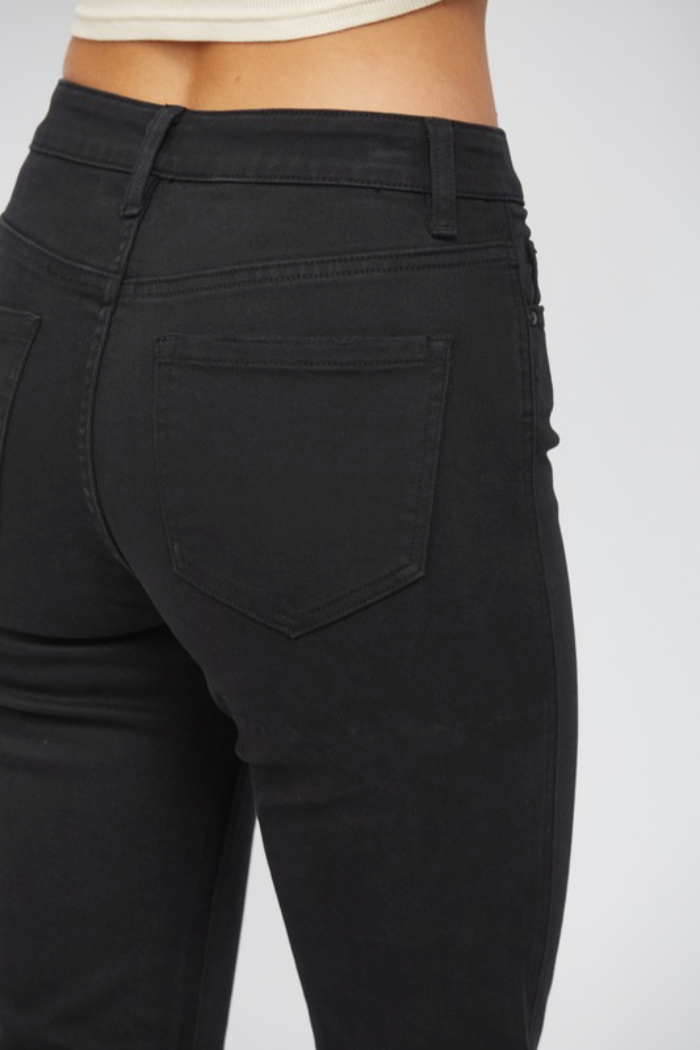 Uneven Hem Black Jeans