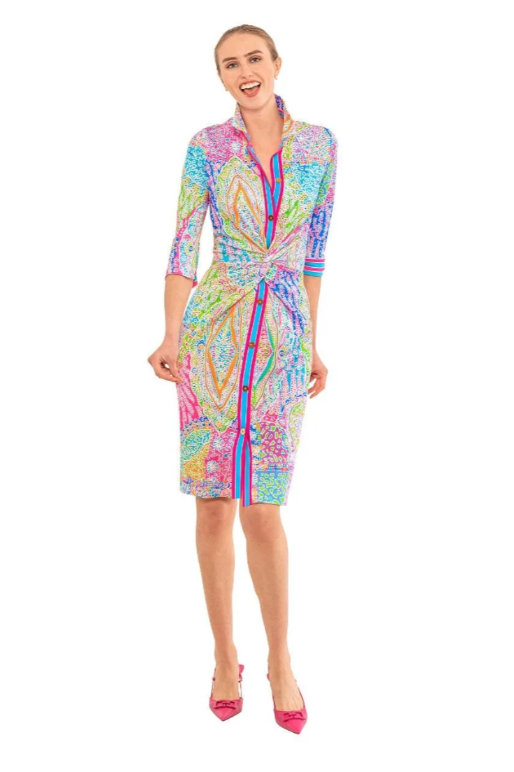 Twist Front Collared Dress