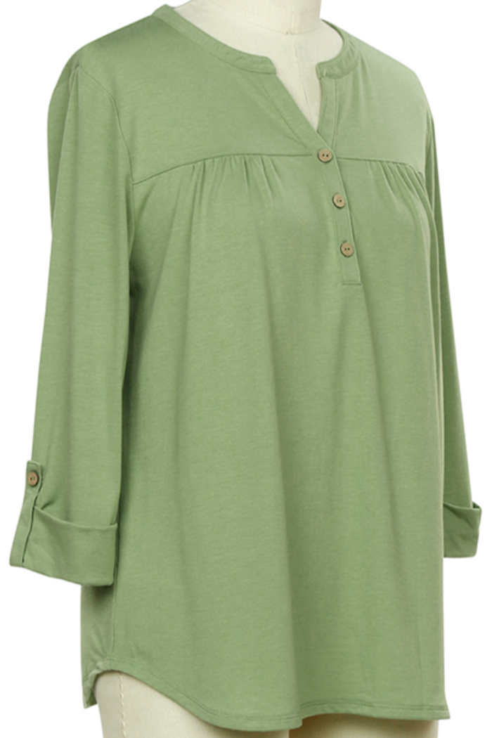 3/4 Slv Pernilla Placket Top