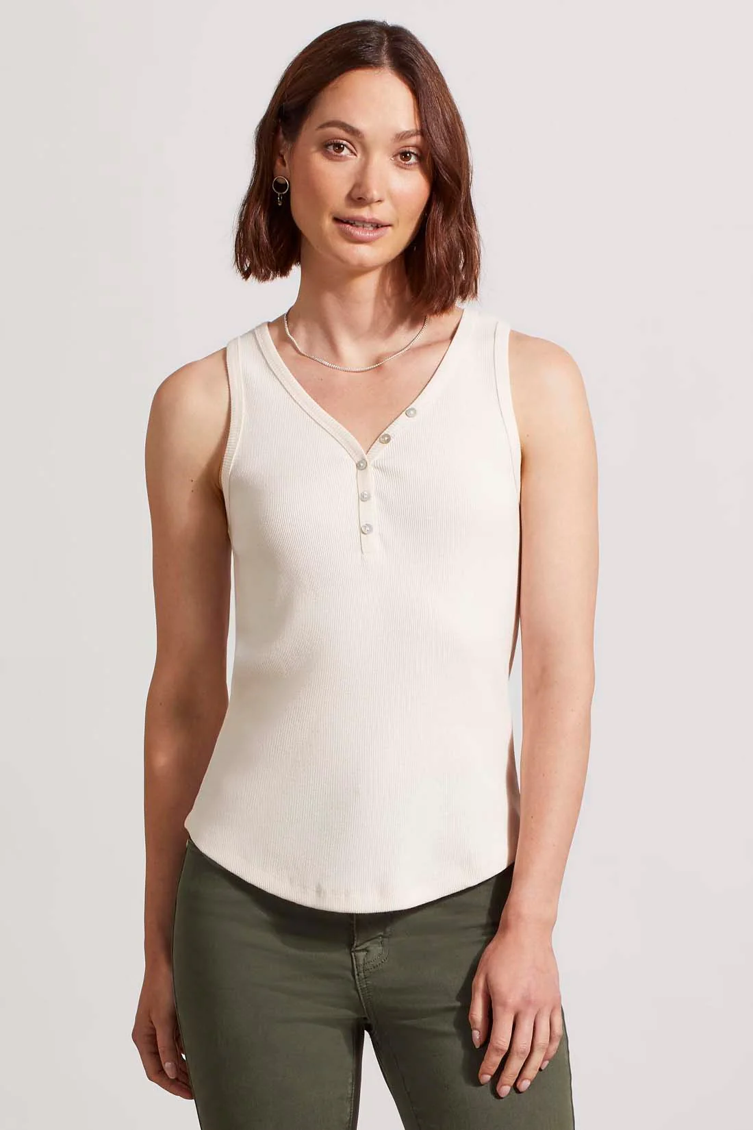 SOLID COTTON HENLEY TANK TOP